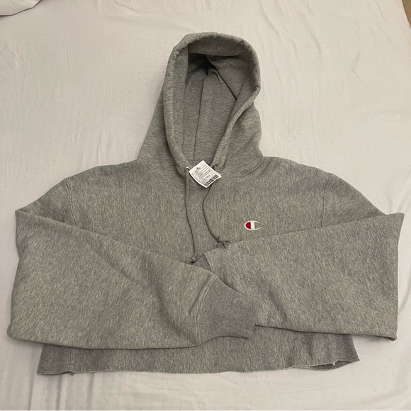 Champion Tops - NWT Champion gray crop hoodie sweatshirt sweater bodysuit long sleeve T-shirt